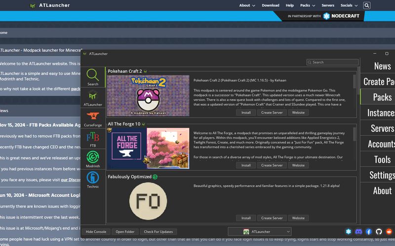 Screenshot of ATLauncher